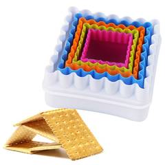 Square Scalloped Edge Biscuit Cutter 5pcs - bakeware bake house kitchenware bakers supplies baking