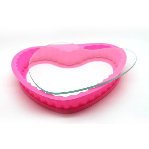 Silicone Baking Pan Heart with Glass Platter - bakeware bake house kitchenware bakers supplies baking