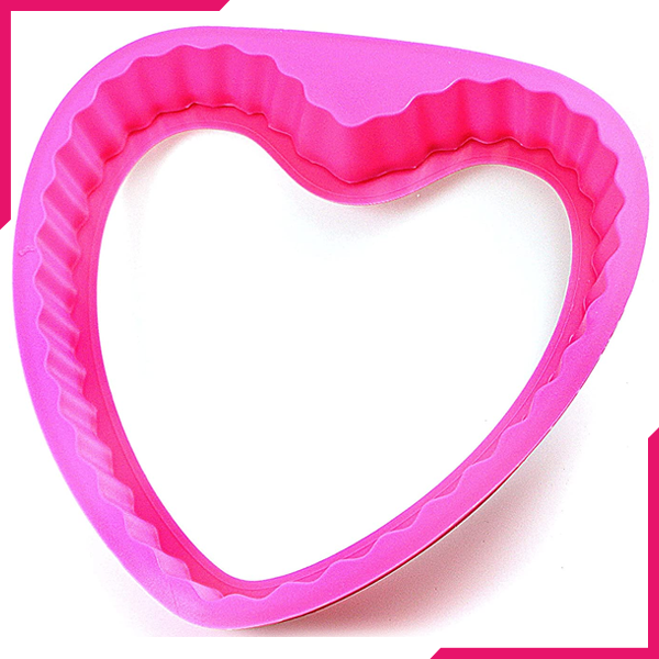 Silicone Baking Pan Heart with Glass Platter - bakeware bake house kitchenware bakers supplies baking