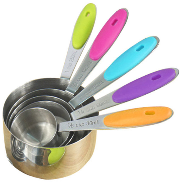 Steel Measuring Cup with Color Handle - bakeware bake house kitchenware bakers supplies baking