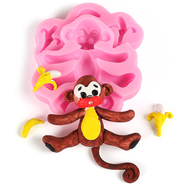 3D Silicone Baby Monkey Fondant Mould - bakeware bake house kitchenware bakers supplies baking