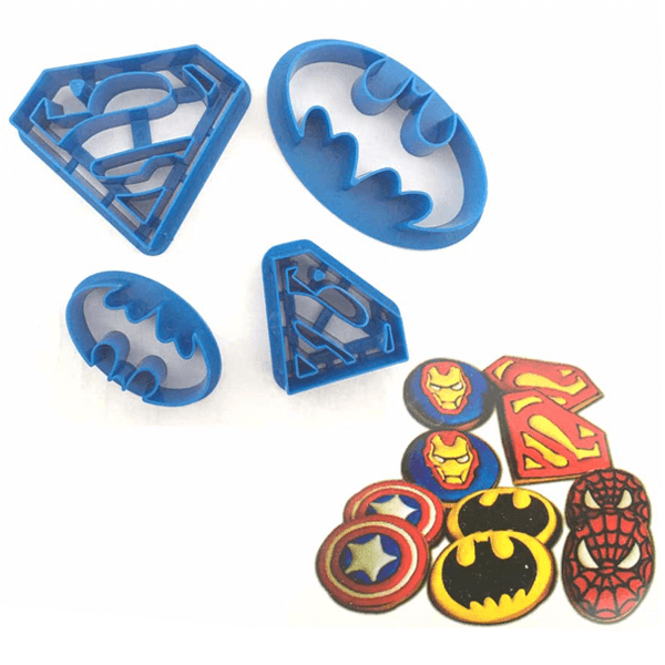 Batman & Superman Cookie & Fondant Cutter 4pcs - bakeware bake house kitchenware bakers supplies baking