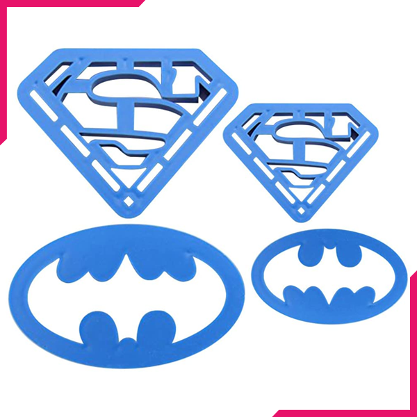 Batman & Superman Cookie & Fondant Cutter 4pcs - bakeware bake house kitchenware bakers supplies baking