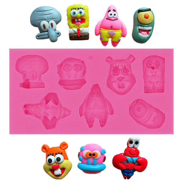 Spongebob Patrick Characters Silicone Mould - bakeware bake house kitchenware bakers supplies baking