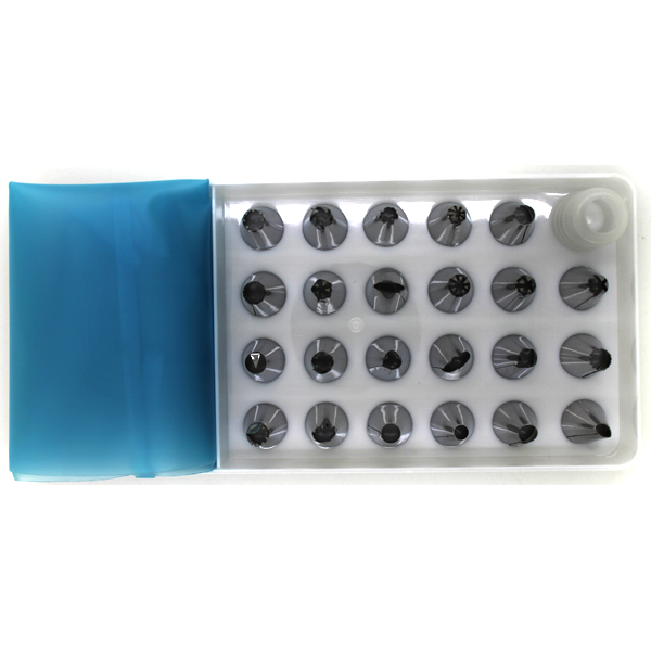23 Nozzle/tip Set with Coupler and Piping Bag - bakeware bake house kitchenware bakers supplies baking