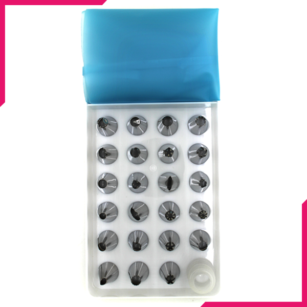23 Nozzle/tip Set with Coupler and Piping Bag - bakeware bake house kitchenware bakers supplies baking