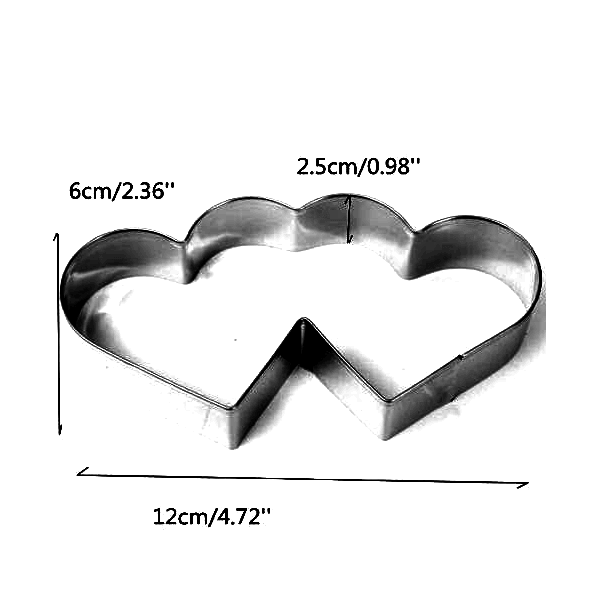 Stainless Steel Double Heart Cookie Cutter - bakeware bake house kitchenware bakers supplies baking