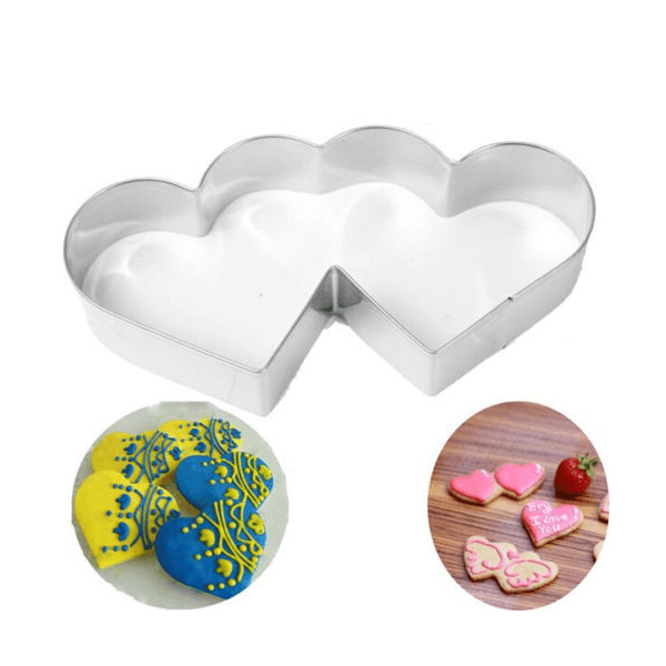 Stainless Steel Double Heart Cookie Cutter - bakeware bake house kitchenware bakers supplies baking