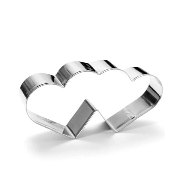 Stainless Steel Double Heart Cookie Cutter - bakeware bake house kitchenware bakers supplies baking