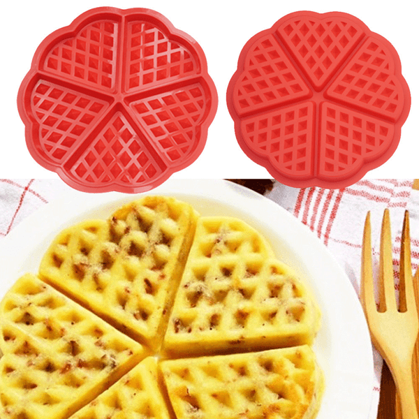 5 Cavity Heart Shaped Waffle Silicone Mould - bakeware bake house kitchenware bakers supplies baking