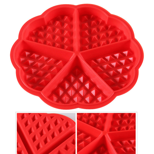 5 Cavity Heart Shaped Waffle Silicone Mould - bakeware bake house kitchenware bakers supplies baking