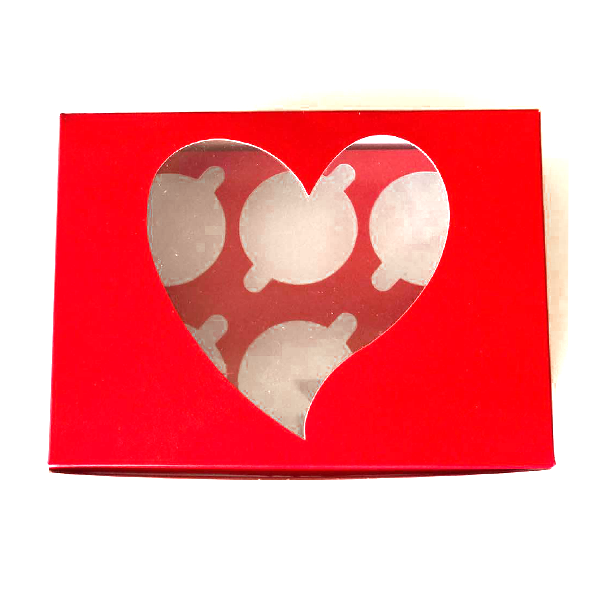 Red Heart Cupcake Box - 6 cupcakes - bakeware bake house kitchenware bakers supplies baking