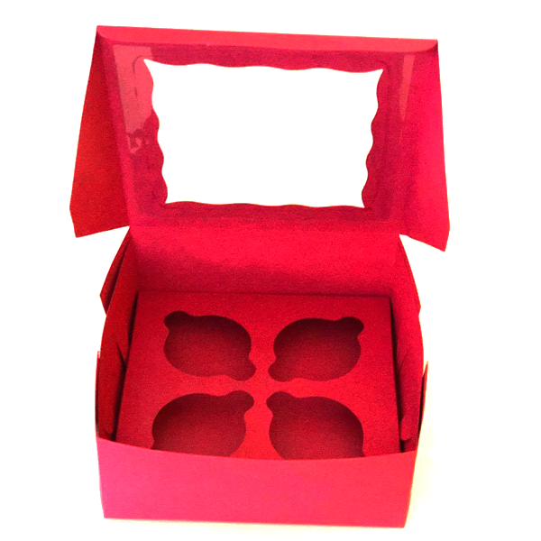 Pink Cupcake Box - 4 cupcakes - bakeware bake house kitchenware bakers supplies baking