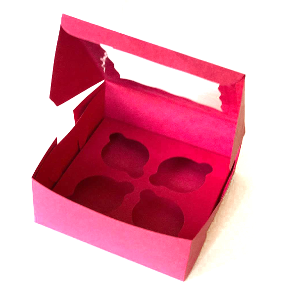 Pink Cupcake Box - 4 cupcakes - bakeware bake house kitchenware bakers supplies baking