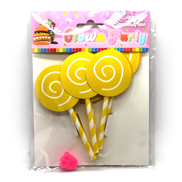 Cupcake Toppers Yellow Spiral Design - bakeware bake house kitchenware bakers supplies baking