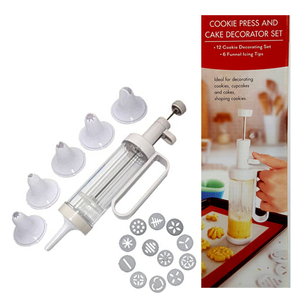 2 in 1 Cookie Press And Cake Decorating Set - bakeware bake house kitchenware bakers supplies baking