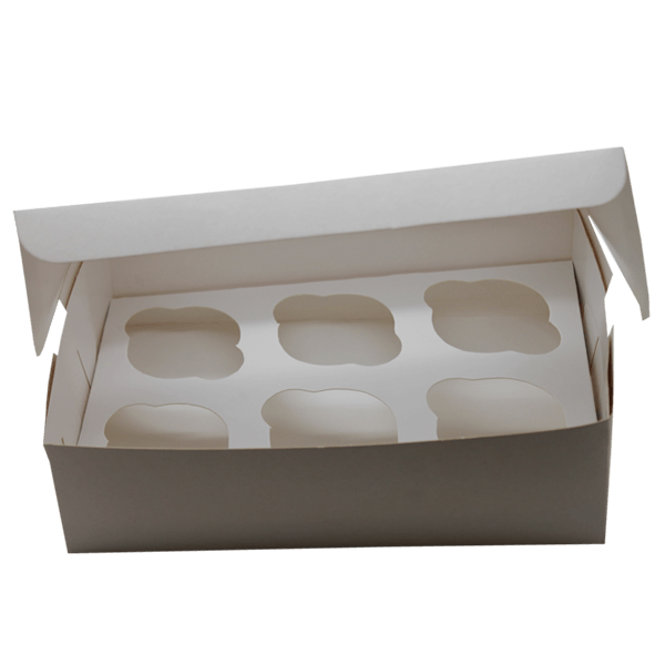 White Cupcake Box - 6 Cavity - bakeware bake house kitchenware bakers supplies baking