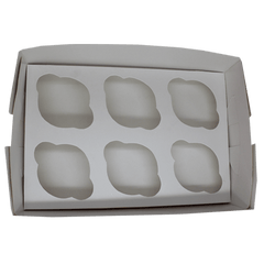 White Cupcake Box - 6 Cavity - bakeware bake house kitchenware bakers supplies baking