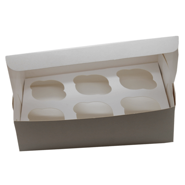 White Cupcake Box - 6 Cavity - bakeware bake house kitchenware bakers supplies baking