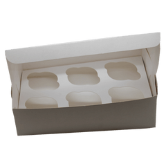 White Cupcake Box - 6 Cavity - bakeware bake house kitchenware bakers supplies baking