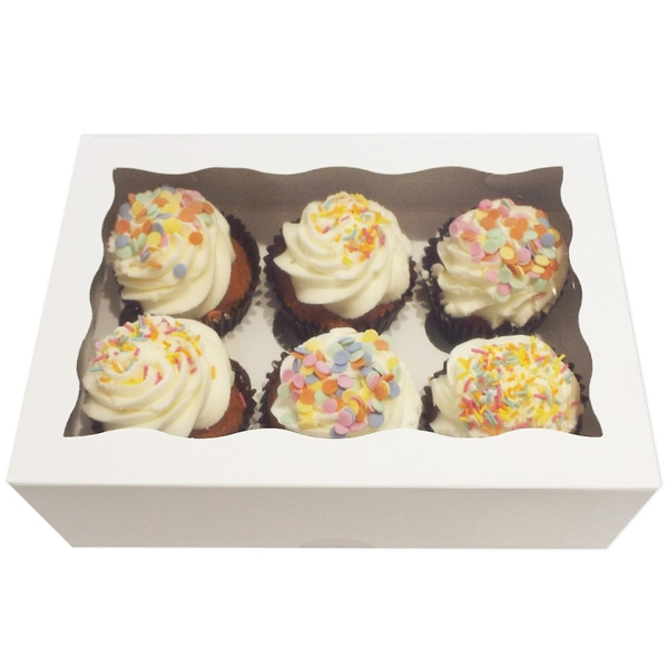 White Cupcake Box - 6 Cavity - bakeware bake house kitchenware bakers supplies baking
