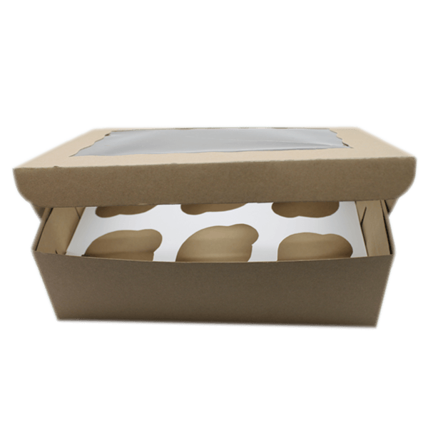 Khaki Cupcake Box - 6 Cavity - bakeware bake house kitchenware bakers supplies baking