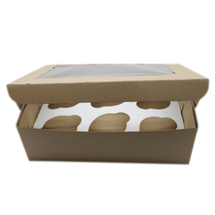 Khaki Cupcake Box - 6 Cavity - bakeware bake house kitchenware bakers supplies baking