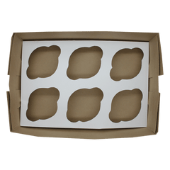 Khaki Cupcake Box - 6 Cavity - bakeware bake house kitchenware bakers supplies baking
