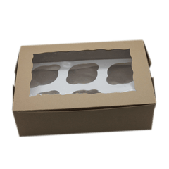 Khaki Cupcake Box - 6 Cavity - bakeware bake house kitchenware bakers supplies baking