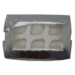 Silver Design Cupcake Box - 6 Cavity - bakeware bake house kitchenware bakers supplies baking