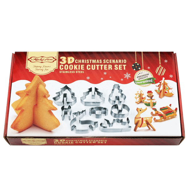 3D Christmas Stainless Steel Cookie Cutter 8 Pcs - bakeware bake house kitchenware bakers supplies baking