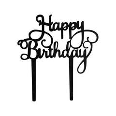 Black Happy Birthday Cake Toppers - bakeware bake house kitchenware bakers supplies baking