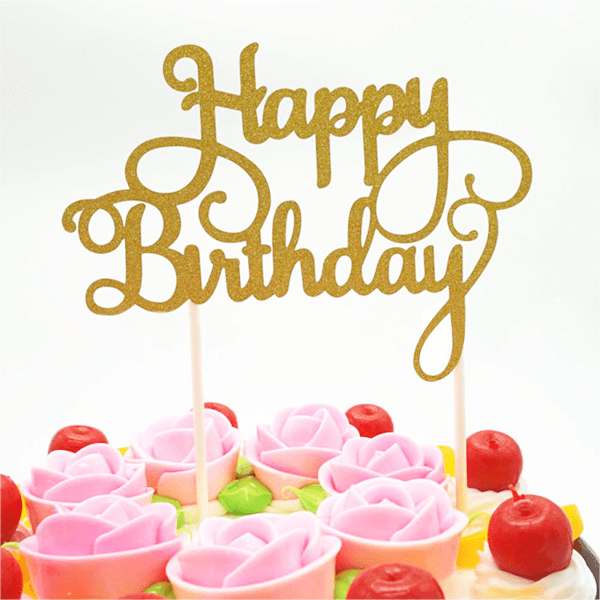 Gold Happy Birthday Cake Toppers - bakeware bake house kitchenware bakers supplies baking