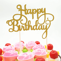 Gold Happy Birthday Cake Toppers - bakeware bake house kitchenware bakers supplies baking