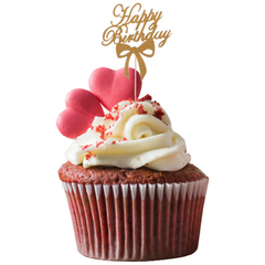 Happy Birthday Bowknot Party Topper Golden - bakeware bake house kitchenware bakers supplies baking