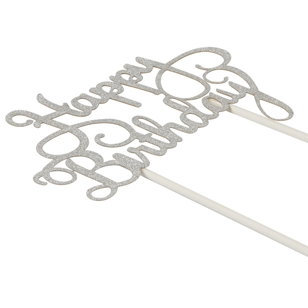 Happy Birthday Party Topper Silver - bakeware bake house kitchenware bakers supplies baking
