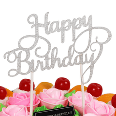 Happy Birthday Party Topper Silver - bakeware bake house kitchenware bakers supplies baking