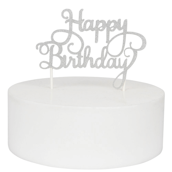 Happy Birthday Party Topper Silver - bakeware bake house kitchenware bakers supplies baking