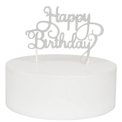 Happy Birthday Party Topper Silver - bakeware bake house kitchenware bakers supplies baking