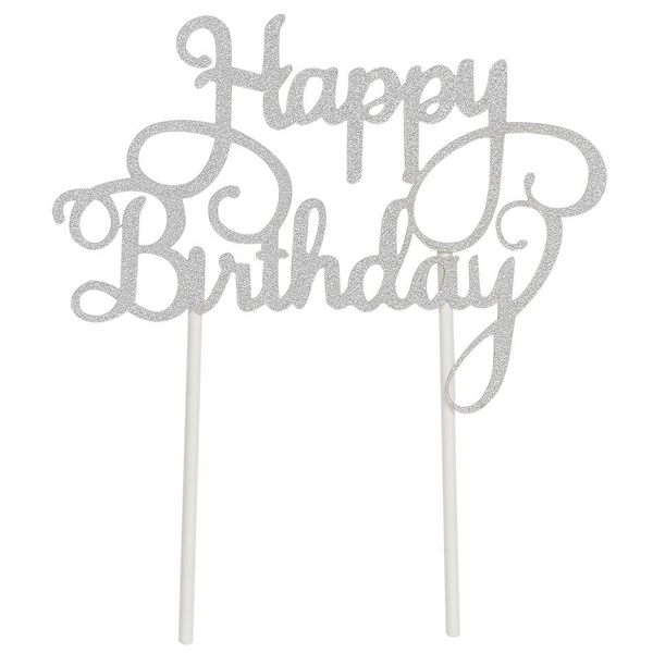 Happy Birthday Party Topper Silver - bakeware bake house kitchenware bakers supplies baking