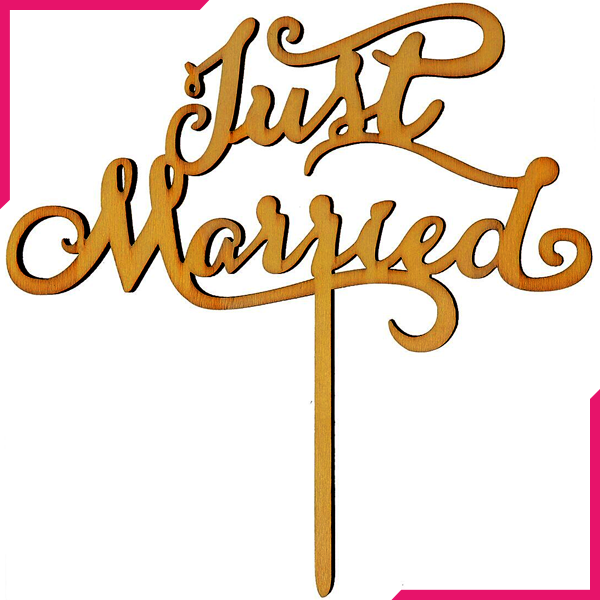 Just Married Wooden Party Topper - bakeware bake house kitchenware bakers supplies baking