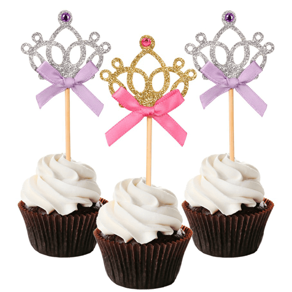 Golden Crown And Pink Ribbon Topper 10 Pcs Set - bakeware bake house kitchenware bakers supplies baking