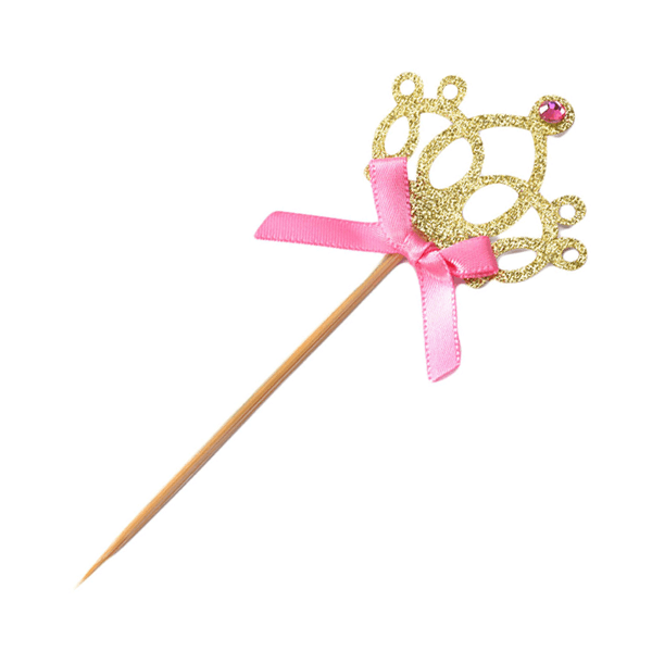 Golden Crown And Pink Ribbon Topper 10 Pcs Set - bakeware bake house kitchenware bakers supplies baking