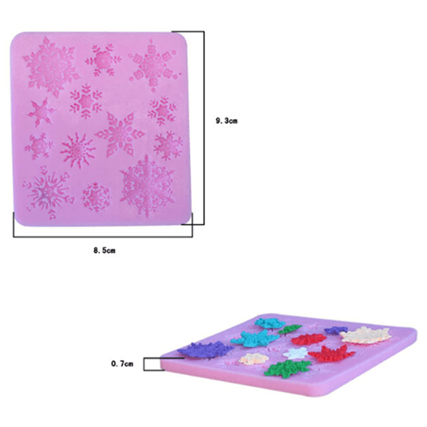 3D Christmas Snowflake Silicone Fondant Mold - bakeware bake house kitchenware bakers supplies baking