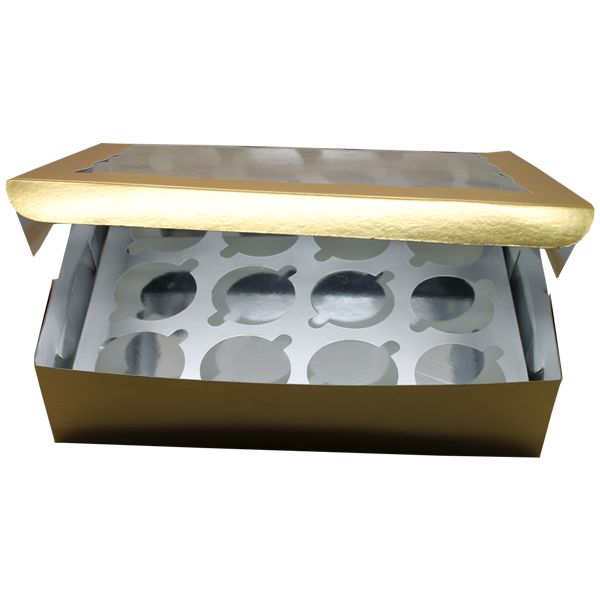 Golden Cupcake Box - 12 Cupcakes - bakeware bake house kitchenware bakers supplies baking