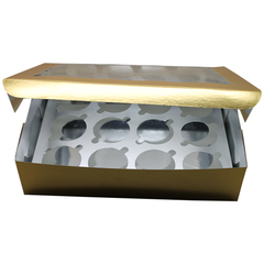 Golden Cupcake Box - 12 Cupcakes - bakeware bake house kitchenware bakers supplies baking