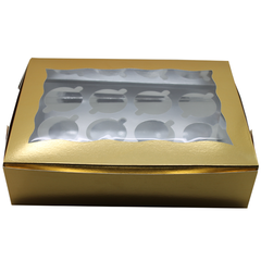 Golden Cupcake Box - 12 Cupcakes - bakeware bake house kitchenware bakers supplies baking