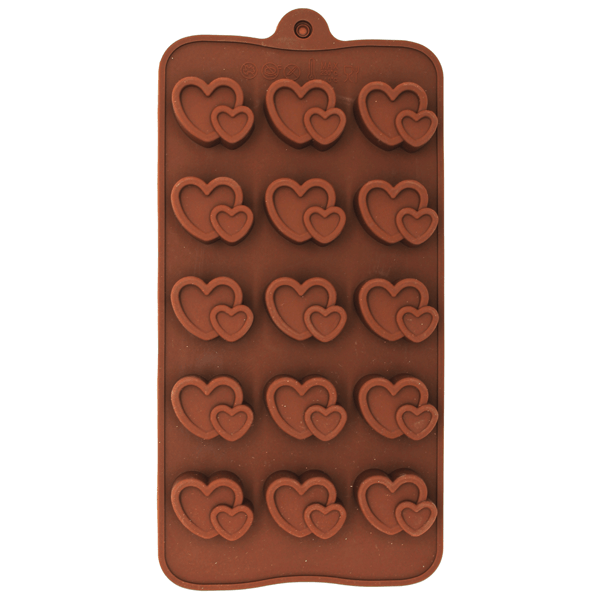3D Double Heart Silicone Chocolate Mold - bakeware bake house kitchenware bakers supplies baking