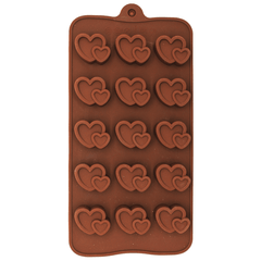 3D Double Heart Silicone Chocolate Mold - bakeware bake house kitchenware bakers supplies baking