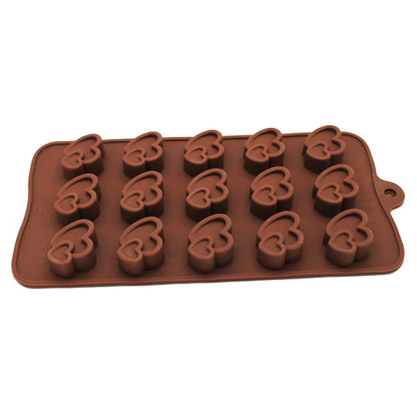 3D Double Heart Silicone Chocolate Mold - bakeware bake house kitchenware bakers supplies baking